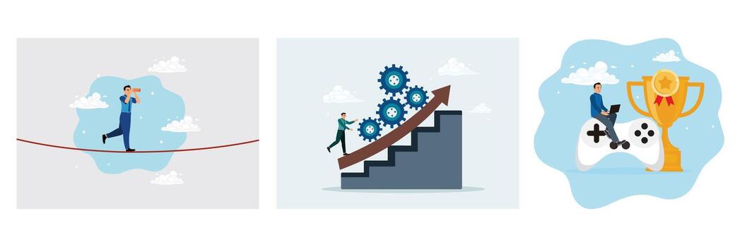 Man balancing on a tightrope vector