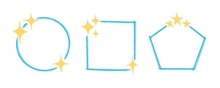 Stardust frame in Hand-drawn style set scribble elements for design llustration vector