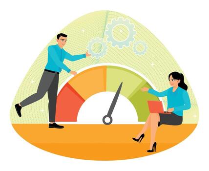 Business team working on performance metrics vector