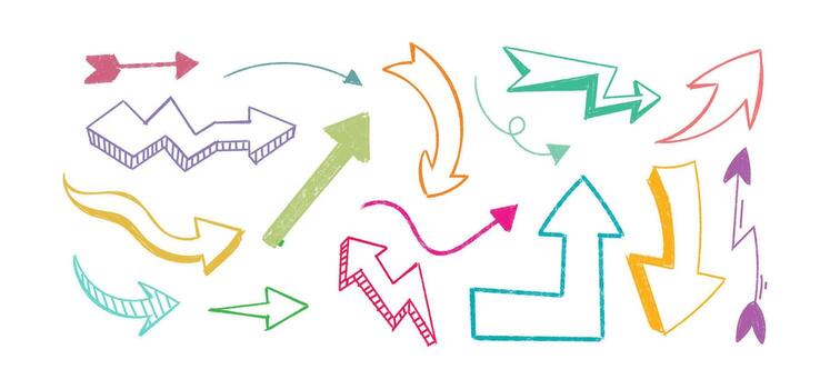 Arrows colorful set, direction pointers element design collection vector