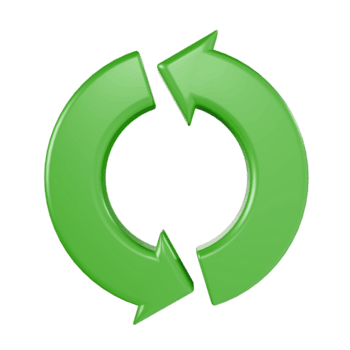 3d framställa grön cirkulär pil ikon symboliserar uppdatera, ladda om, uppdatering, återvinna, och hållbarhet, för företag eller teknologi design png