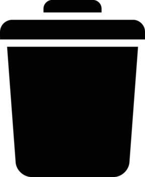 Black Trash Can with Lid, Waste Disposal Container. vector