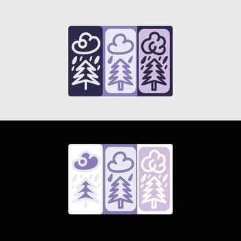 Weather forecast rain cloud tree illustration graphic design icons set for web and print use vector