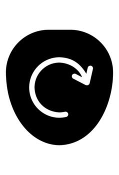 Black shield with a white circular arrow. Solid icon of a refresh arrow. Security symbol of a refresh icon. vector