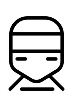 Outline icon of a train front view. A simple line art of a bullet train. Minimalist icon of a high speed train. vector