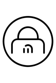Padlock with an abstract security symbol. Outline padlock with internal signal icon. Padlock with abstract waves in a circle. vector