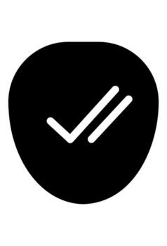 negro proteger con un blanco doble marca de verificación. sólido negro icono con dos blanco cheque marcas. seguro verificación símbolo con un doble controlar. vector