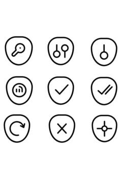 Set of nine simple line icons. Line icon pack, various symbols. Collection of minimalist outline icons. vector