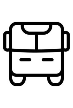 Outline icon of a bus front view. A simple line art of a city bus. Minimalist icon of a public transit bus. vector