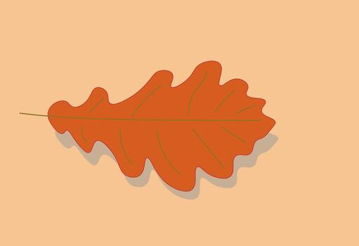 an oak leaf in large print on a light background, vector