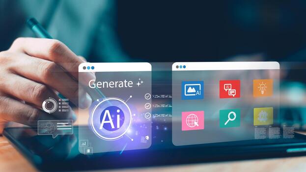 Innovative concept of artificial intelligence technology, digital transformation, and machine learning for future business growth, automation, creativity, and data-driven solutions. photo