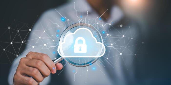 Cloud security concept highlighting safe data storage, digital protection, secure access, and modern technology solutions ensuring privacy, compliance, and trusted information management for global photo