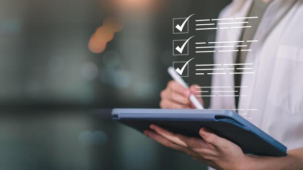 Digital checklist concept representing task management, productivity tools, workflow optimization, and business planning solutions designed to improve efficiency, organization, and project success. photo