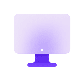 Modern computer monitor with purple gradient isolated on transparent background png