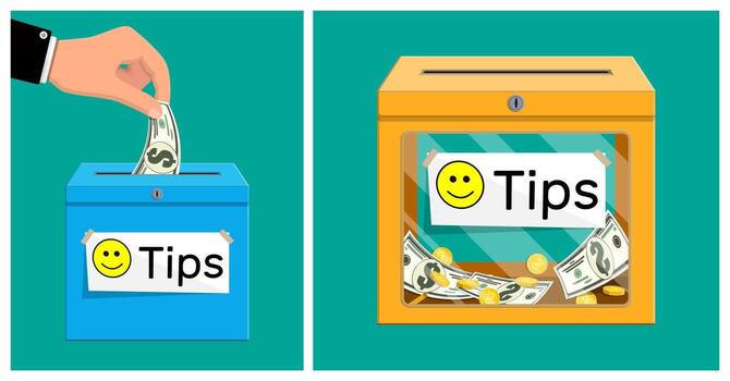 Colorful tip boxes with cash inside vector