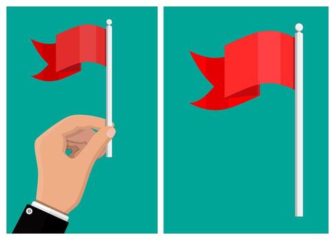 Hand holding a red flag illustration vector