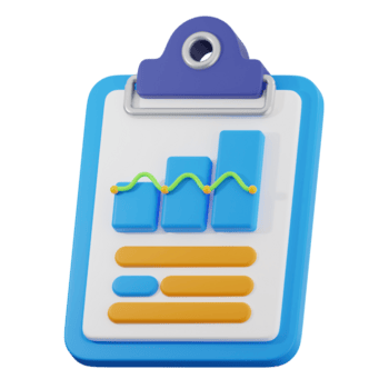 Clipboard showing growth chart and data analysis on transparent background png