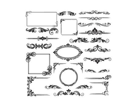 designs of ornaments, scrolling elements, decorative borders and frames vector