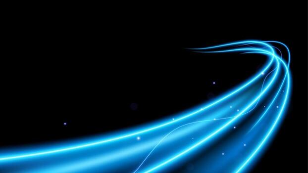 Blue light waves on black background vector
