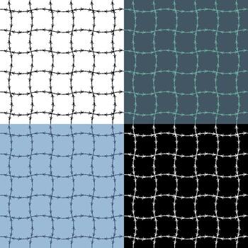 Set of seamless patterns with barbed wire prison bars. Ornament vector