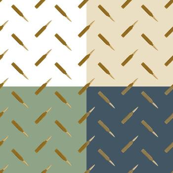 Set of seamless patterns with automatic gun bullets. Ornament vector