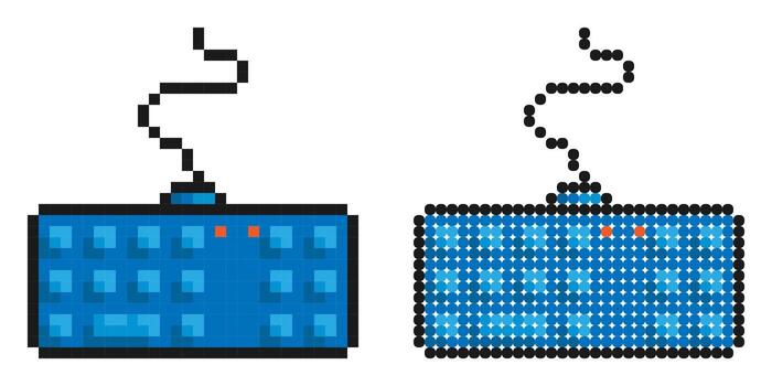 Pixel icon. Personal computer keyboard. Letters and symbols vector