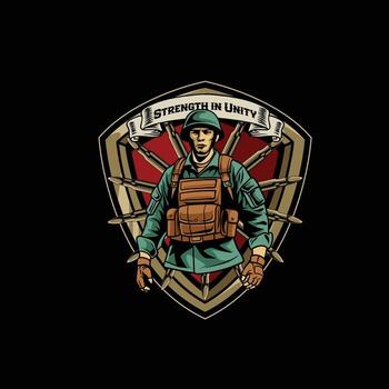 Soldier emblem representing unity vector
