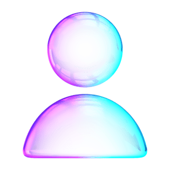 3d vetromorfismo utente icona con lucido pendenza effetto. minimo astratto persona simbolo per profilo, avatar, e digitale identità png