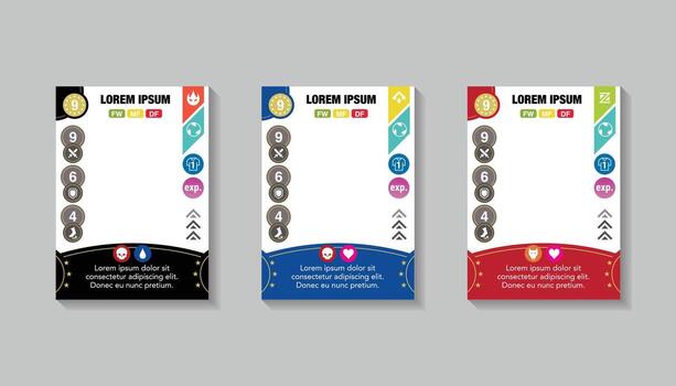 Trading card game frame template set collection vector