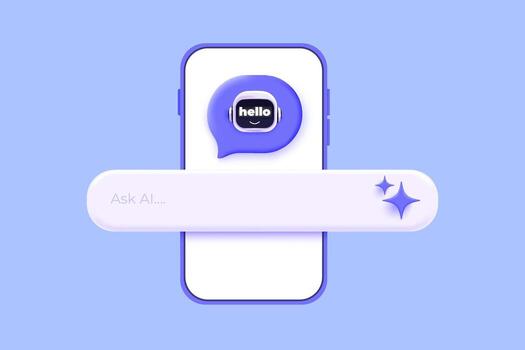 Phone app with AI chat interface vector