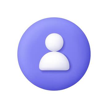 usuario perfil firmar en circulo botón. usuario perfil, contacto. social medios de comunicación, comunicación, en línea identidad, cuenta administración y usuario interfaz concepto. 3d icono. dibujos animados mínimo estilo. vector