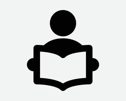 Person Reading Icon Student Read Book Reader Library Study Studying Learn Learning Education Class Stick Figure Man Male Character Storybook Symbol vector