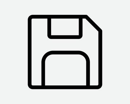 Computer File Save Line Icon Digital Document Floppy Disk Saving Folder Memory Hard Drive Space Backup Copy Cloud Storage Old Retro Graphic Symbol vector