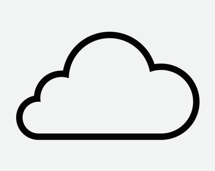 Line Cloud Shape Outline Sign Symbol. Cloudy sky forecast season climate . Digital storage computer data online server technology upload download file vector