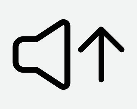 Increase Volume Speaker Icon Black Line Arrow Pointing Point Up Scale Media Sound Control Multimedia Controller Broadcasting Level Levels Outline Shape vector