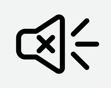 Speaker Mute Line Icon Loudspeaker Silent Ringer Silence Turn Off Broadcast Message Sound Music Volume Media Control Shutdown Black Sign Symbol Outline vector