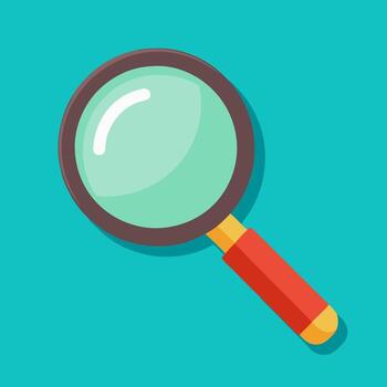 search icon featuring a magnifying glass. Ideal for business analysis, research, and navigation-related designs. vector