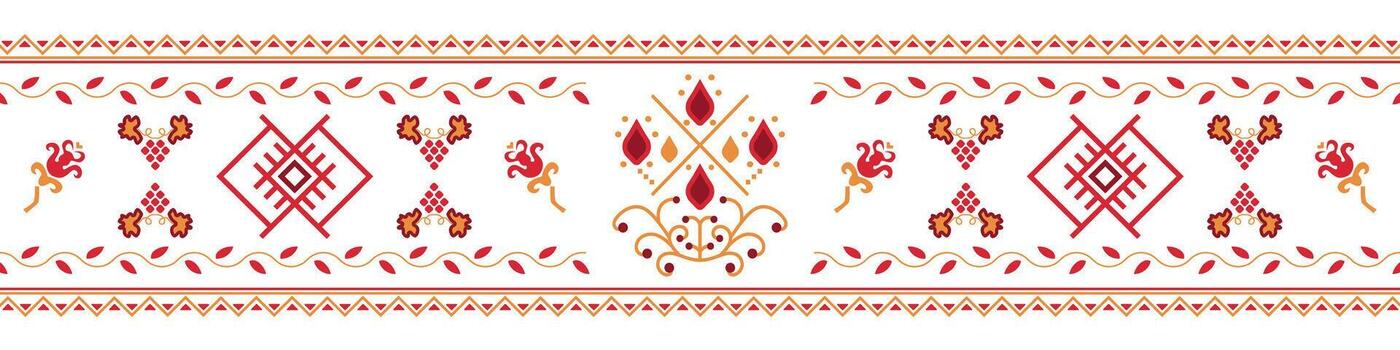 Divider with the red graphic Slavic ornaments, Ukrainian decorative art, ornaments with symbols and abstract elements. abstract ethnic pattern art. vector