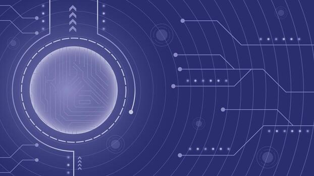 Modern futuristic global technology background featuring glowing circuits and abstract blue sphere, ideal for innovation, digital data, science, network and high tech projects vector