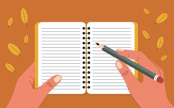 Writing Ideas in Open Notebook vector