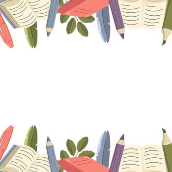 banner with books and pencils. Colored composition for school and library with space for text. World Book Day. vector