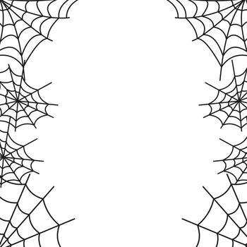 marco con araña web. Víspera de Todos los Santos diseño en garabatear estilo. vector