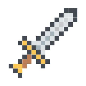 Pixel art sword in retro 8-bit style vector