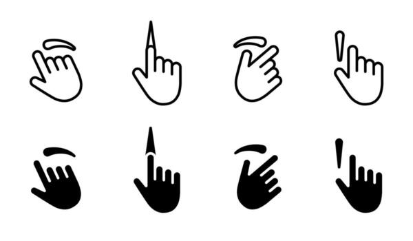 Swipe icon set. Hand gestures for touch screen navigation in all directions illustration. Mobile interface control symbol. Slide action UI sign. Minimal gesture pictogram. vector