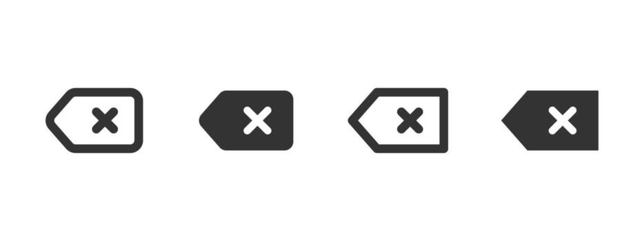 Cancel icon. Button with an X mark for closing or removing elements illustration. Backspace navigation symbol. Exit, dismiss or undo actions sign. UI element for rejection or stopping pictogram vector