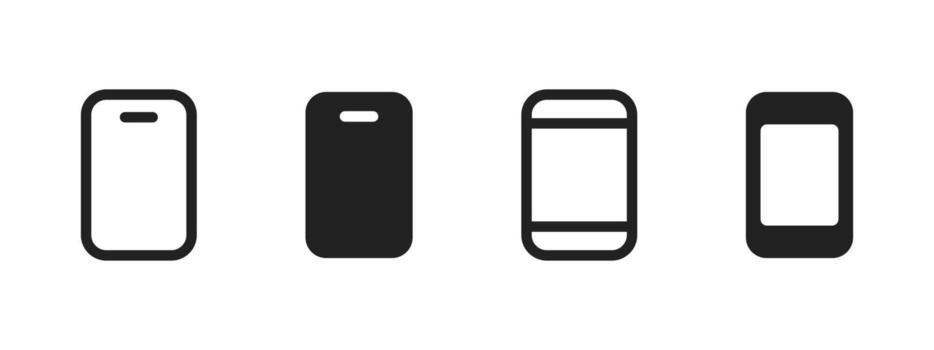 Smartphone icon. Mobile device silhouette with screen and sensor details illustration. Digital communication gadget symbol. Portable touchscreen phone for apps sign. Tech device pictogram. vector