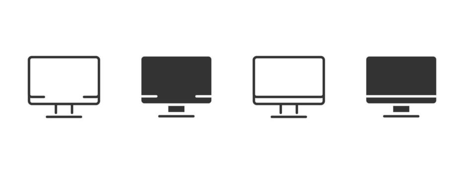computadora monitor icono. sencillo escritorio pantalla contorno y lleno diseño ilustración. moderno digital monitor dispositivo para oficina y espacio de trabajo símbolo. tecnología y hardware herramienta signo. vector