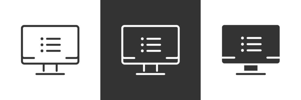 computadora lista icono. monitor pantalla con bala puntos menú ilustración. digital interfaz para mostrando datos y opciones símbolo. usuario información y controlar pantalla signo. vector