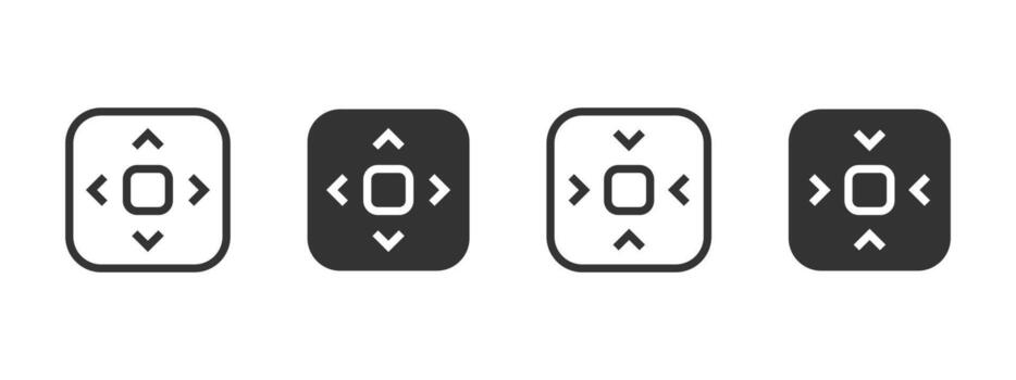 Navigation icon. Four arrows button illustration. Used for moving or adjusting direction symbol. Interface control for remote or screen alignment sign. Functional UI navigation pictogram. vector