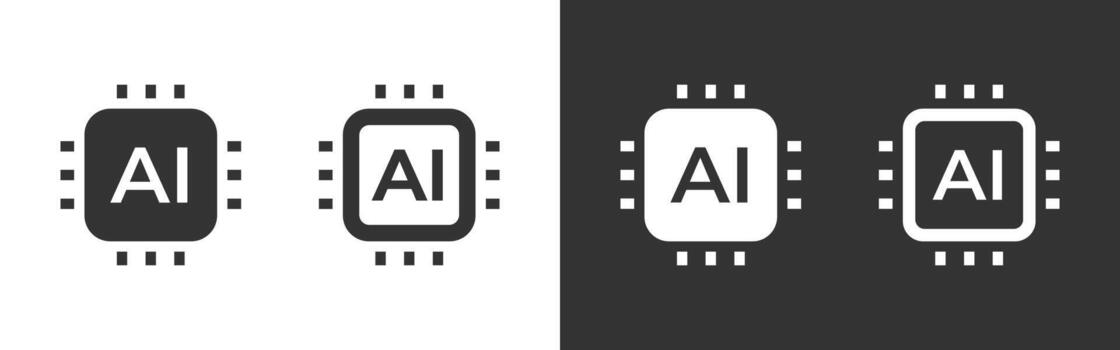 ai procesador icono. artificial inteligencia chip con microcircuito y UPC diseño ilustración. representa avanzado digital informática y moderno tecnología sistema símbolo. vector